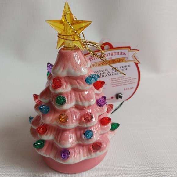 Mr. Christmas 5" Nostalgic Ceramic Lit Tree Ornament, PINK, Christmas or… - Picture 1 of 6